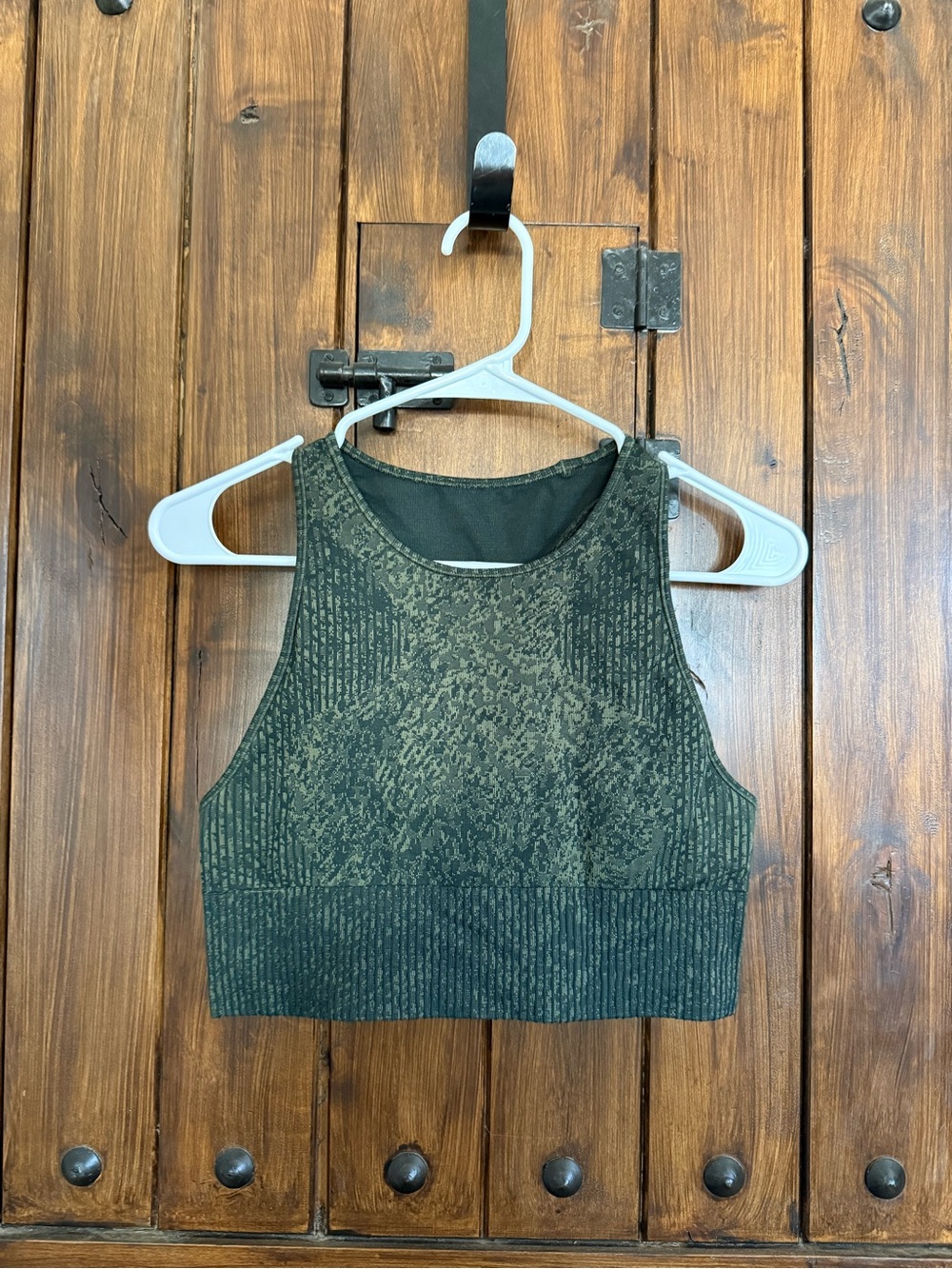 Lululemon High-Neck Olive Green Seamless Crop Tank Top